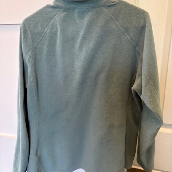 THE NORTH FACE sz L fleece sweater bluegrass teal long sleeves 1/4 front zip - Picture 2 of 11